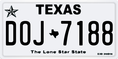 TX license plate DOJ7188