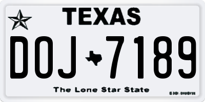 TX license plate DOJ7189