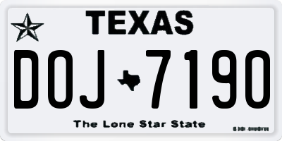 TX license plate DOJ7190