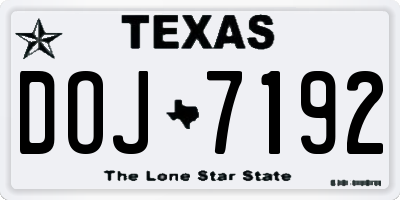 TX license plate DOJ7192