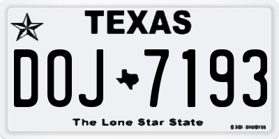 TX license plate DOJ7193