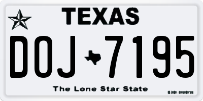 TX license plate DOJ7195