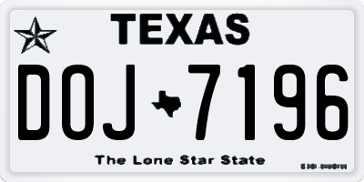 TX license plate DOJ7196