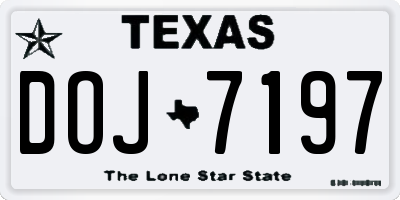 TX license plate DOJ7197
