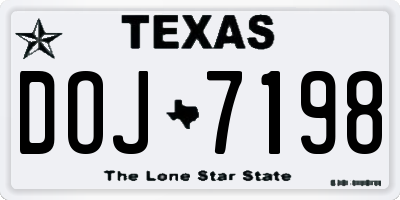 TX license plate DOJ7198