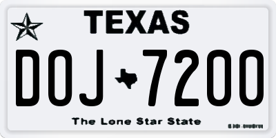 TX license plate DOJ7200