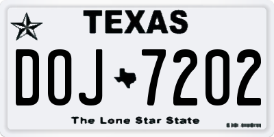 TX license plate DOJ7202