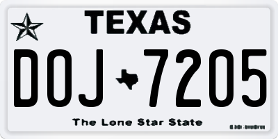 TX license plate DOJ7205