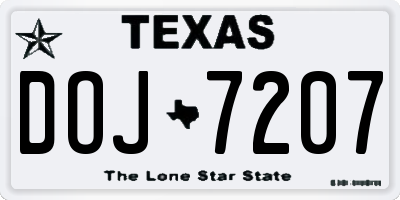 TX license plate DOJ7207