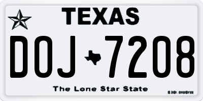 TX license plate DOJ7208