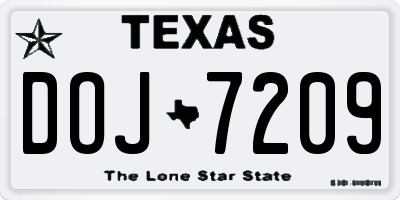 TX license plate DOJ7209