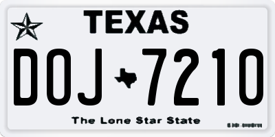 TX license plate DOJ7210