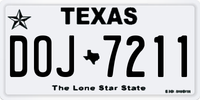 TX license plate DOJ7211