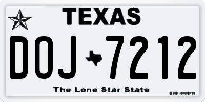 TX license plate DOJ7212