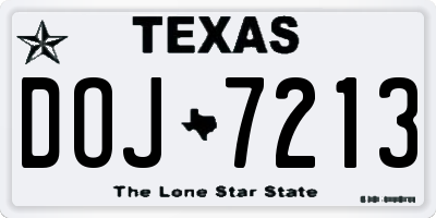 TX license plate DOJ7213