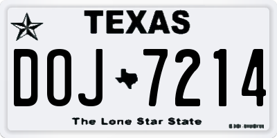 TX license plate DOJ7214