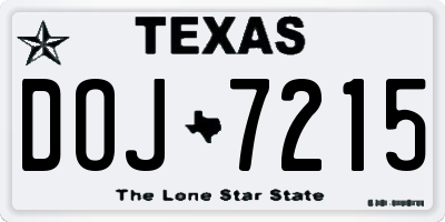 TX license plate DOJ7215