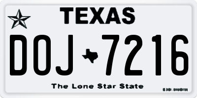 TX license plate DOJ7216