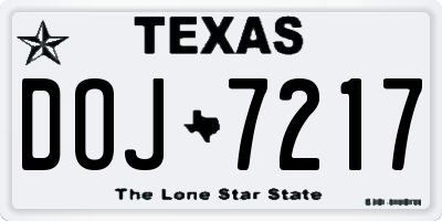 TX license plate DOJ7217