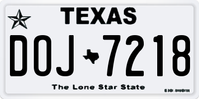 TX license plate DOJ7218