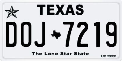 TX license plate DOJ7219