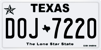 TX license plate DOJ7220