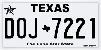 TX license plate DOJ7221