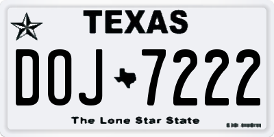 TX license plate DOJ7222
