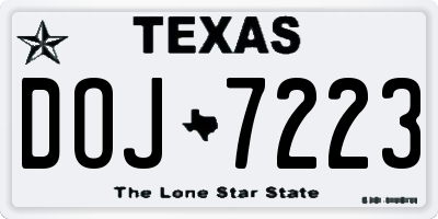TX license plate DOJ7223