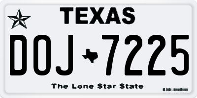 TX license plate DOJ7225