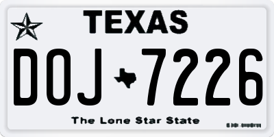 TX license plate DOJ7226