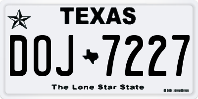 TX license plate DOJ7227