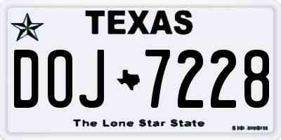 TX license plate DOJ7228