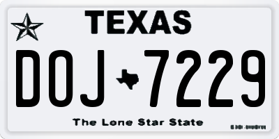 TX license plate DOJ7229