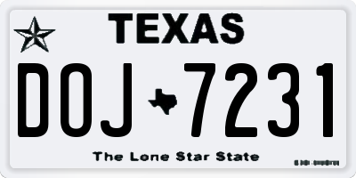 TX license plate DOJ7231