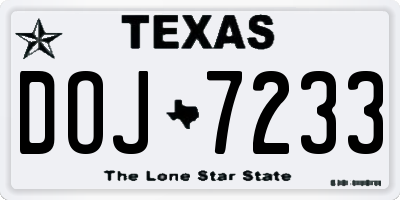 TX license plate DOJ7233