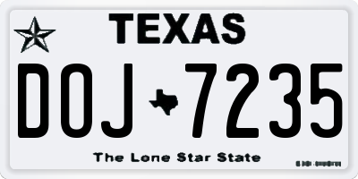 TX license plate DOJ7235