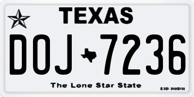 TX license plate DOJ7236