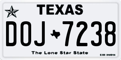 TX license plate DOJ7238