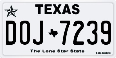 TX license plate DOJ7239