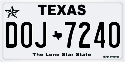 TX license plate DOJ7240