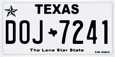 TX license plate DOJ7241
