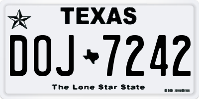 TX license plate DOJ7242