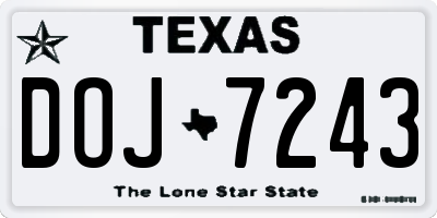 TX license plate DOJ7243