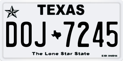 TX license plate DOJ7245