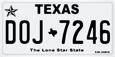 TX license plate DOJ7246
