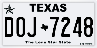 TX license plate DOJ7248