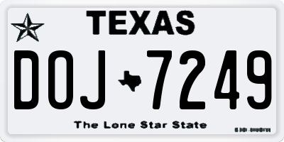 TX license plate DOJ7249