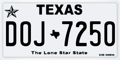 TX license plate DOJ7250