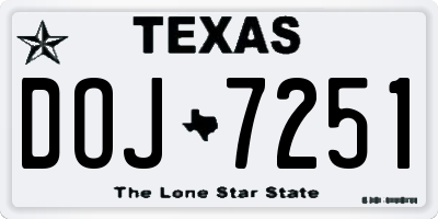 TX license plate DOJ7251